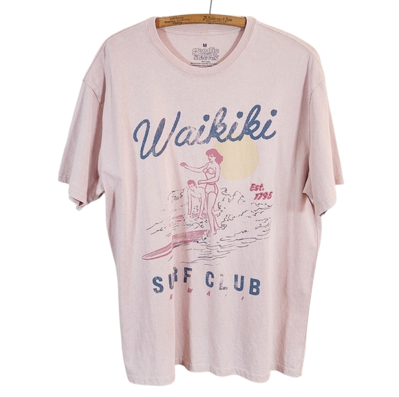 goodie two sleeves Other - NWOT GOODIE TWO SLEEVES Vintage Wash Hawaiian Surf Graphics Pink T-Shirt Medium